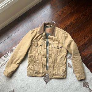 Levi’s Flannel Lined Canvas Trucker Jacket with Corduroy Collar